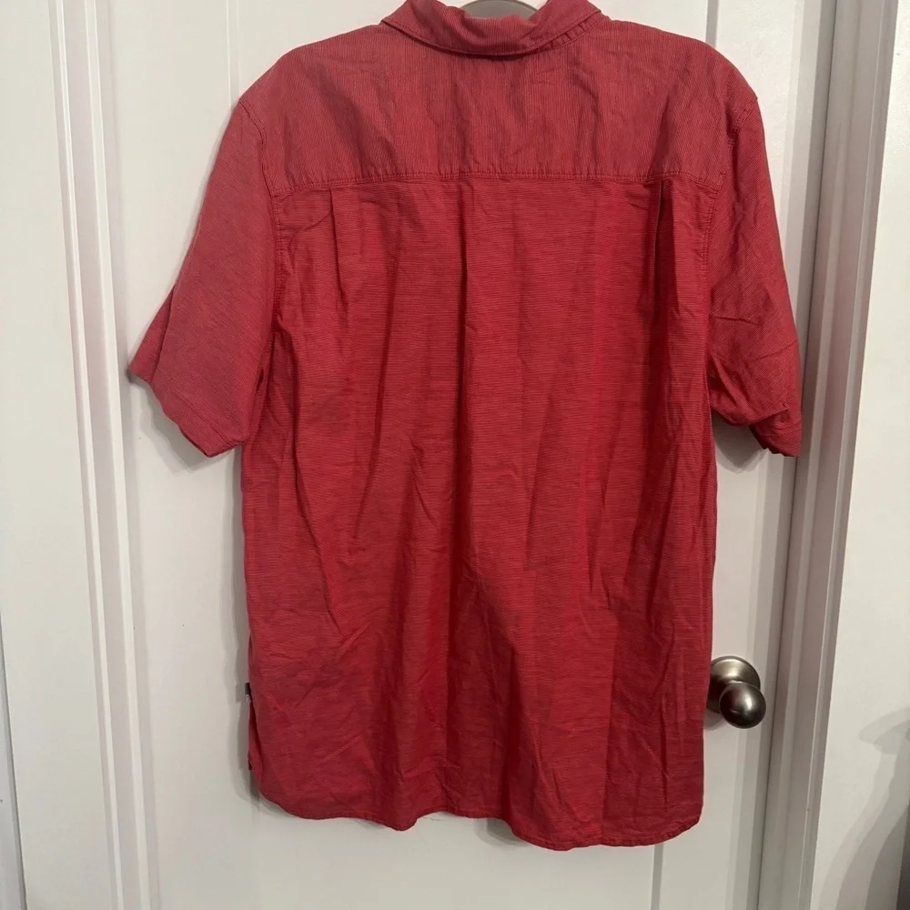 The North Face Men's Casual Red White Button Down Short Sleeve Shirt Size XL